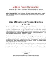 code of ethics of jollibee